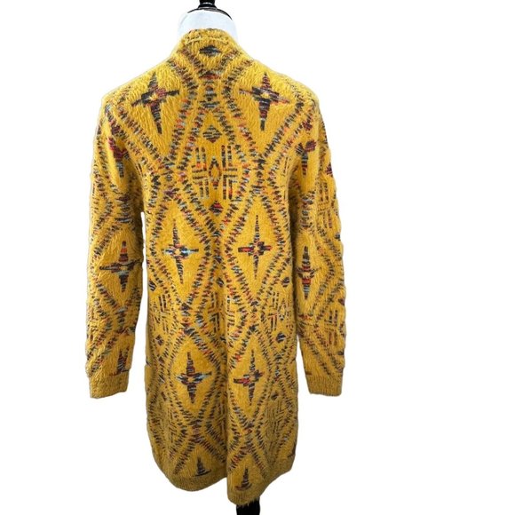 Annabelle Long Cardigan Sweater size S/M Aztec Mustard Gold Yellow Cozy Soft - Picture 2 of 6